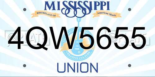 4QW5655 Mississippi License Plate