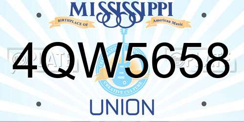 4QW5658 Mississippi License Plate