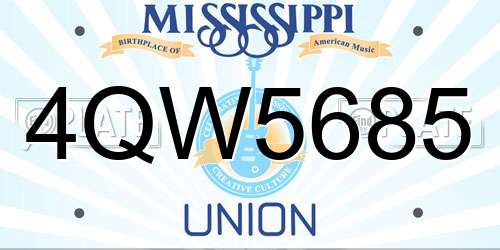 4QW5685 Mississippi License Plate