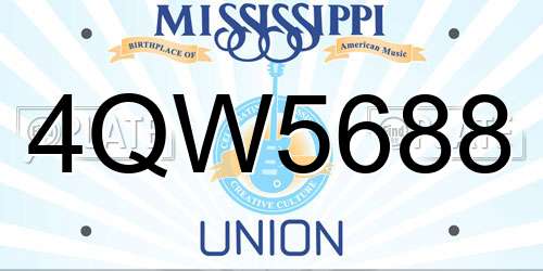 4QW5688 Mississippi License Plate