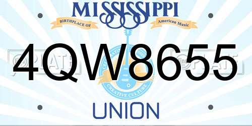 4QW8655 Mississippi License Plate