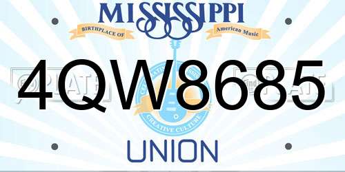 4QW8685 Mississippi License Plate