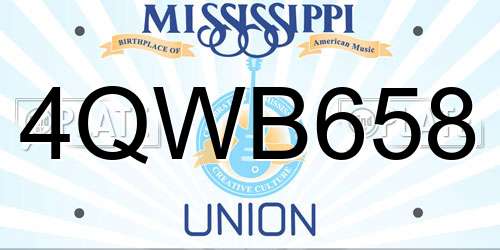 4QWB658 Mississippi License Plate