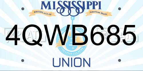 4QWB685 Mississippi License Plate