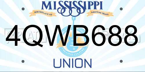 4QWB688 Mississippi License Plate