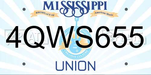 4QWS655 Mississippi License Plate