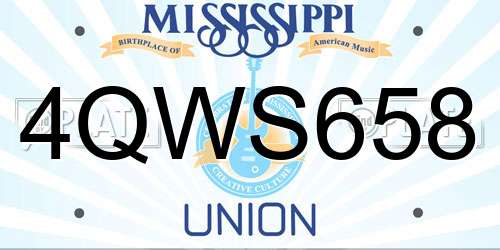 4QWS658 Mississippi License Plate