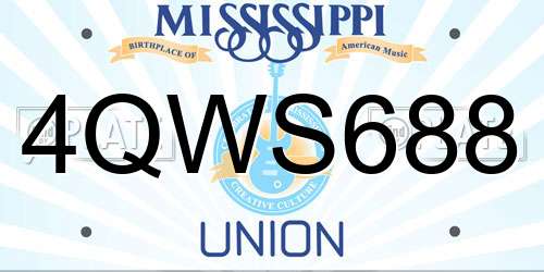 4QWS688 Mississippi License Plate