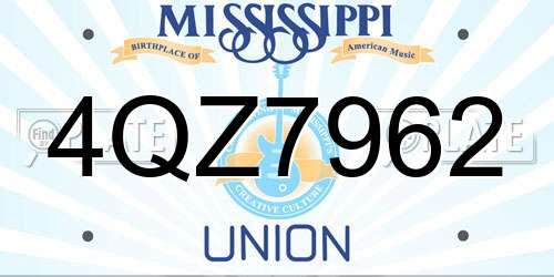 4QZ7962 Mississippi License Plate