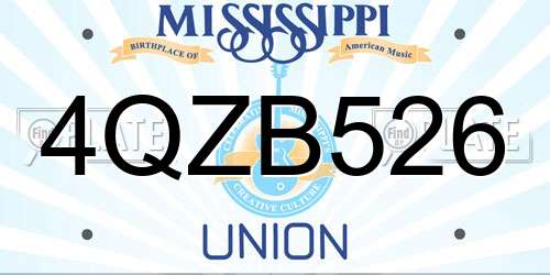 4QZB526 Mississippi License Plate
