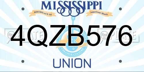 4QZB576 Mississippi License Plate