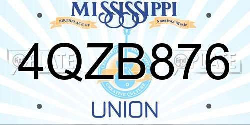 4QZB876 Mississippi License Plate