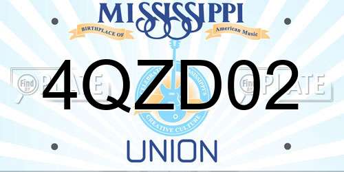 4QZD02 Mississippi License Plate