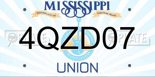 4QZD07 Mississippi License Plate