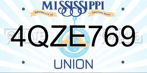 4QZE769 Mississippi License Plate