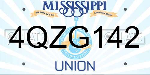 4QZG142 Mississippi License Plate