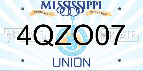 4QZO07 Mississippi License Plate