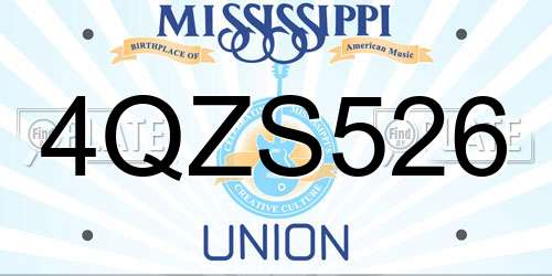 4QZS526 Mississippi License Plate