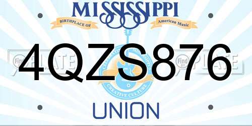 4QZS876 Mississippi License Plate
