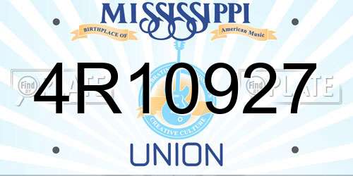 4R10927 Mississippi License Plate