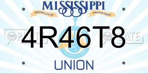 4R46T8 Mississippi License Plate