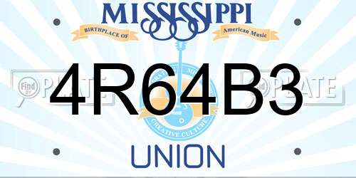 4R64B3 Mississippi License Plate