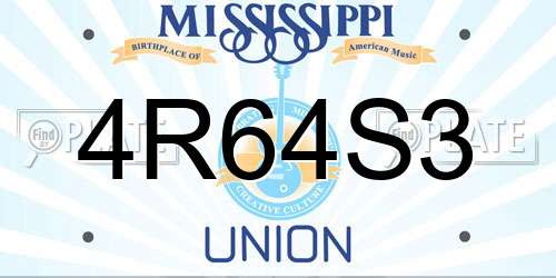 4R64S3 Mississippi License Plate