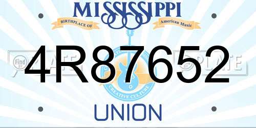 4R87652 Mississippi License Plate