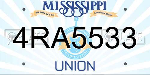 4RA5533 Mississippi License Plate