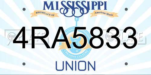 4RA5833 Mississippi License Plate