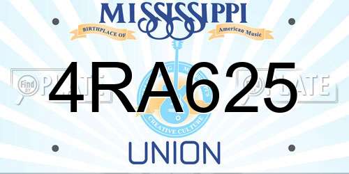 4RA625 Mississippi License Plate