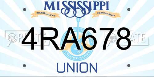 4RA678 Mississippi License Plate