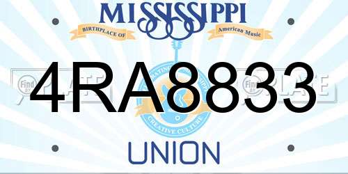4RA8833 Mississippi License Plate