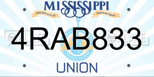 4RAB833 Mississippi License Plate