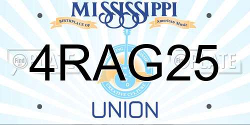 4RAG25 Mississippi License Plate
