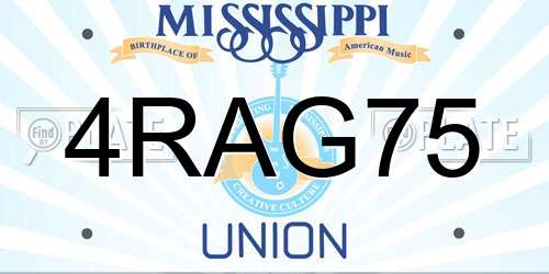 4RAG75 Mississippi License Plate