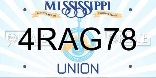 4RAG78 Mississippi License Plate