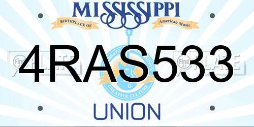 4RAS533 Mississippi License Plate