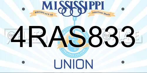 4RAS833 Mississippi License Plate