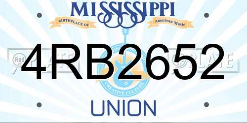4RB2652 Mississippi License Plate