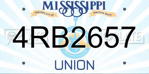 4RB2657 Mississippi License Plate