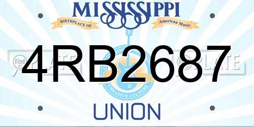 4RB2687 Mississippi License Plate