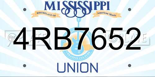 4RB7652 Mississippi License Plate