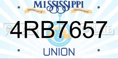 4RB7657 Mississippi License Plate