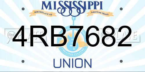 4RB7682 Mississippi License Plate