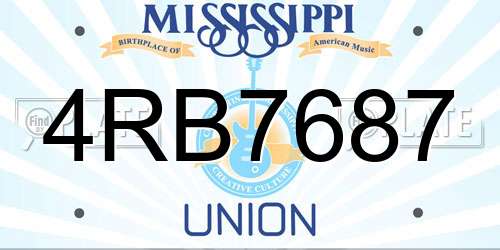 4RB7687 Mississippi License Plate