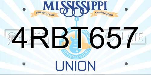 4RBT657 Mississippi License Plate