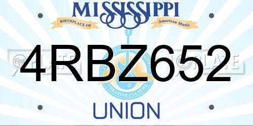 4RBZ652 Mississippi License Plate