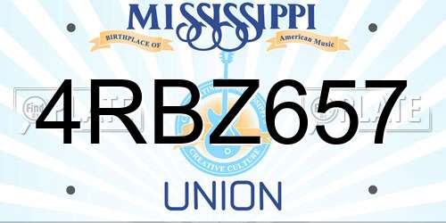 4RBZ657 Mississippi License Plate