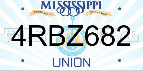 4RBZ682 Mississippi License Plate